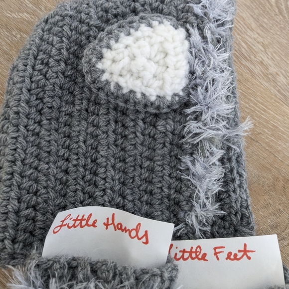 Crotchet Baby Wolf Hat Set with Wrist and Ankle Cuffs - Picture 3 of 5